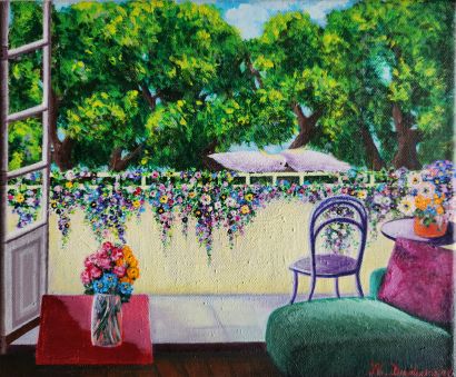 Balcony Garden - a Paintings Artwork by Kasia Dudura