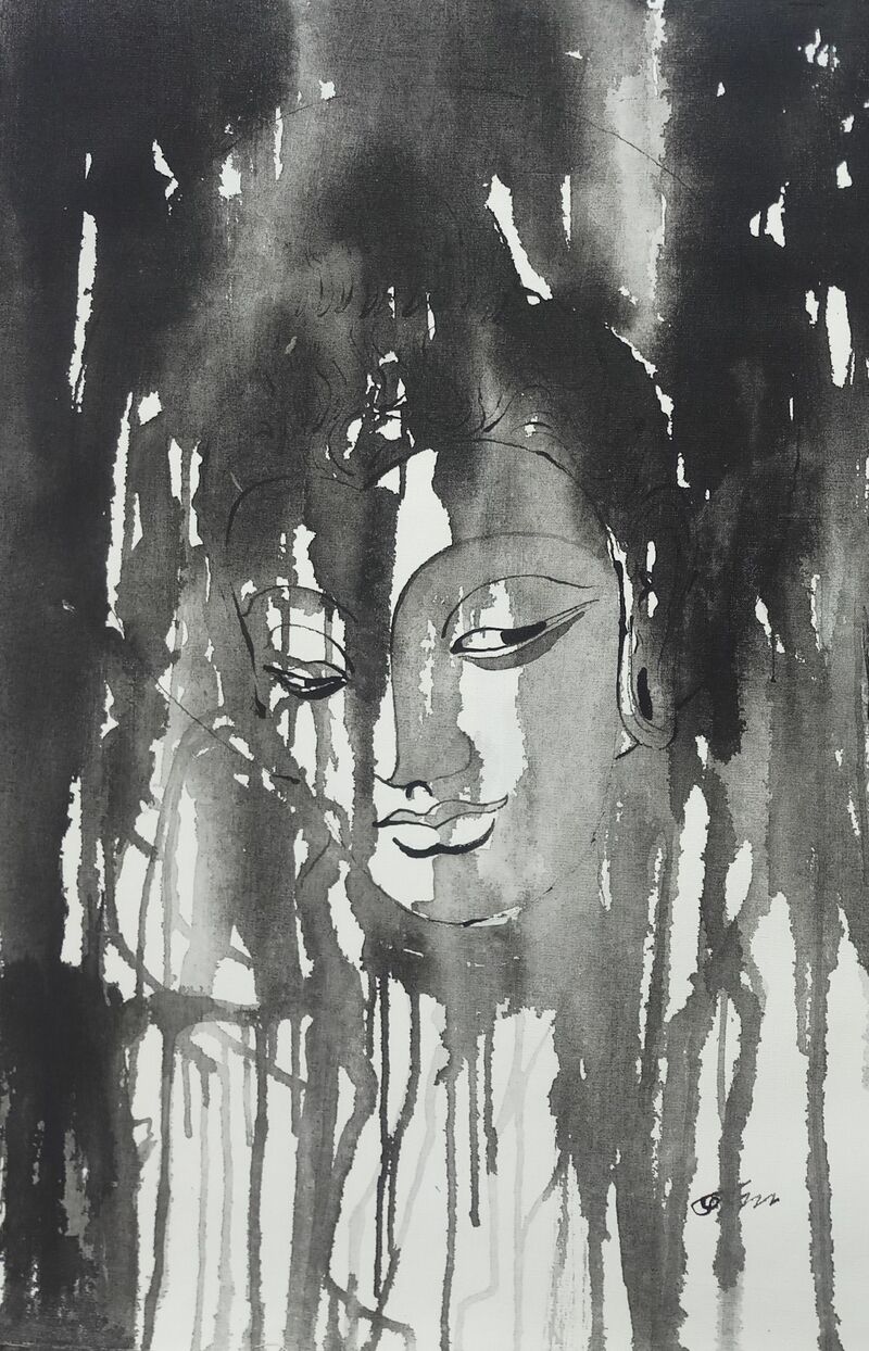 BUDDHA HEAD - a Paint by Bodhi  Selvam