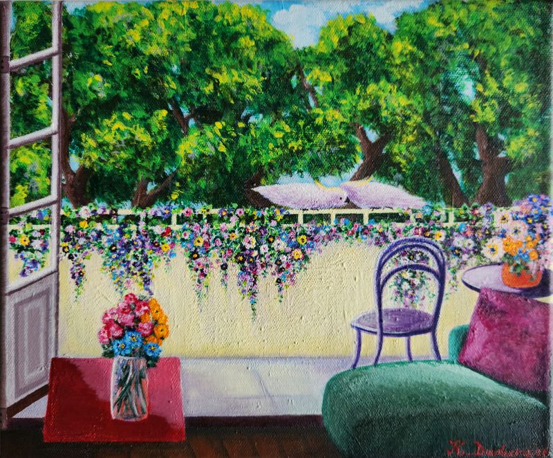 Balcony Garden - a Paintings by Kasia Dudura