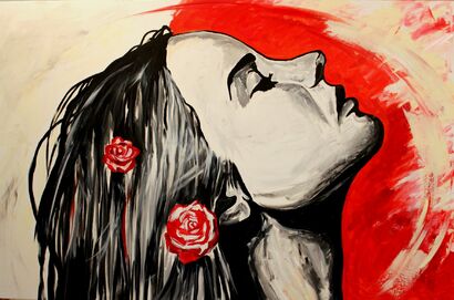 Listen. Ancestress voice in your blood... (You can hurt me, and it is ok...) - A Paint Artwork by Zita Vilutyte