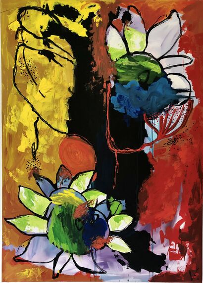 Fallen Flowers II - a Paint Artowrk by Vanessa Kuhn