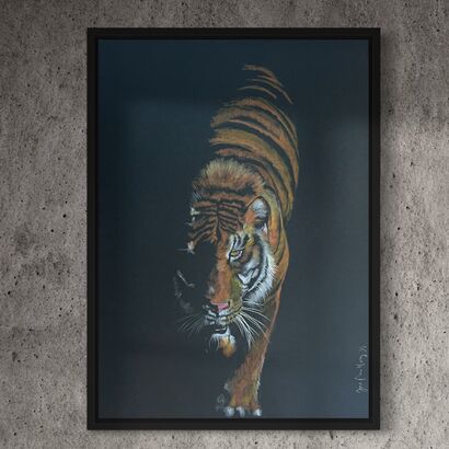 Feline Edition - Tiger on Black Paper - a Paint Artowrk by Josefina Herz