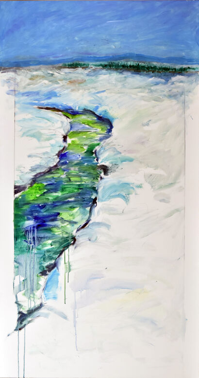 La neve e il Torrente 2019 2020  olio su tela  cm.80x150 - A Paint Artwork by Antonio  Favale 