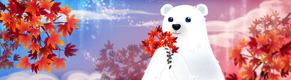 Master Polar Bear and Autumn in Korea - a Digital Art Artowrk by LinaLee