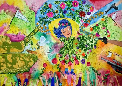 Say no to war,say yes to flowers - a Paint Artowrk by Zahra Assarian