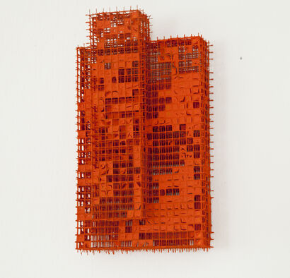 red mesh 2 - A Sculpture & Installation Artwork by Herbert Egger