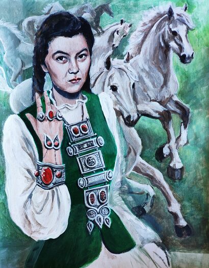 Kazakh girl - A Paint Artwork by Gulnara Koshkulova