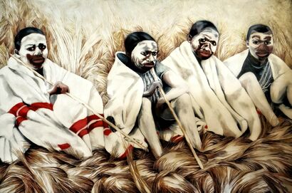 XHOSA tribe-AbaKhweta after the traditional ceremony of circumcision - A Paint Artwork by Sabrina  Marianelli 