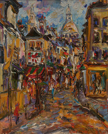 AUTUMN MONTMARTRE - Cityscape of Paris, oil painting, parisian landscape - A Paint Artwork by Karakhan Seferbekov