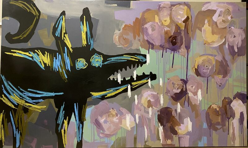 The little doggy with his love season  - a Paintings by winnie chen