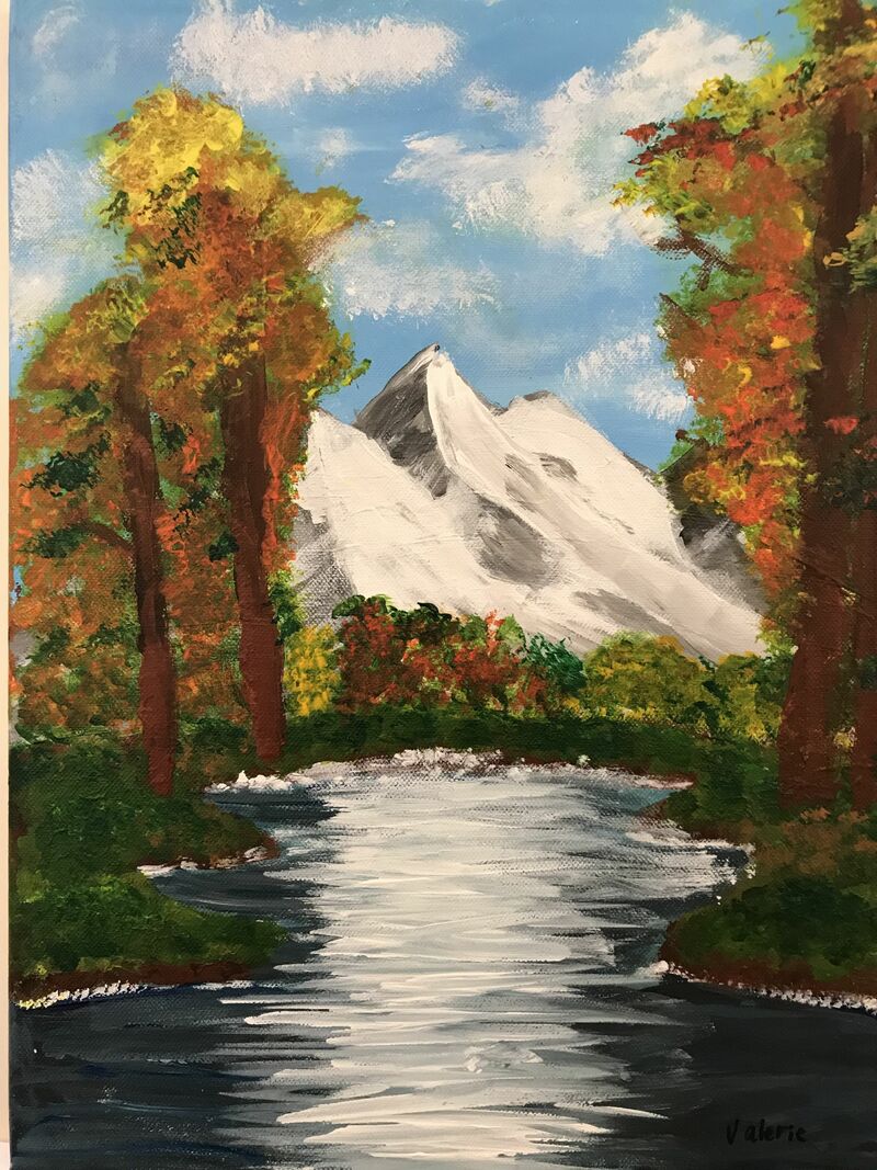 Mountain Lake  - a Paint by Wai Yan Valerie Tsui 