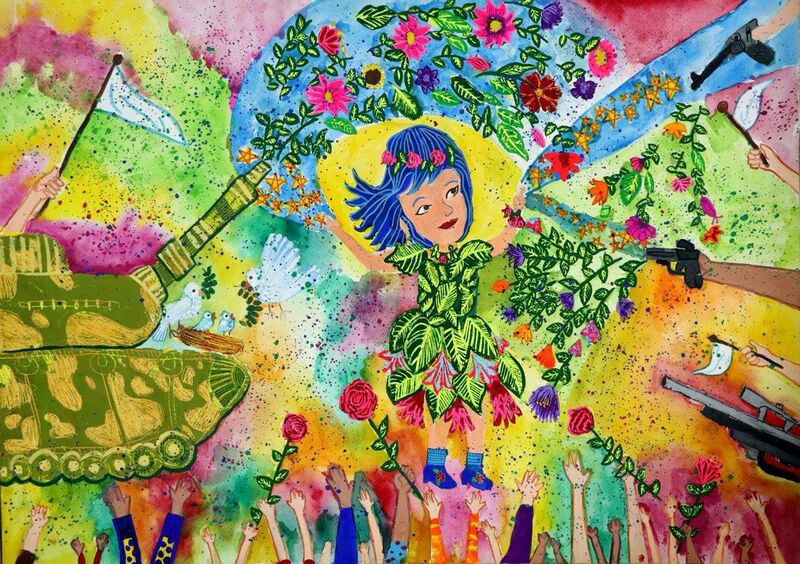 Say no to war,say yes to flowers - a Paintings by Zahra Assarian