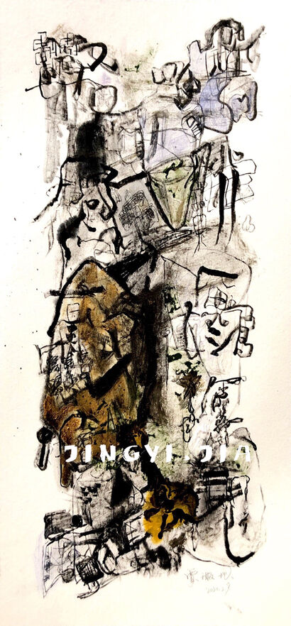 Flying birds calligraphy model:Fossil Impressions  - a Paint Artowrk by Jingyi Jia