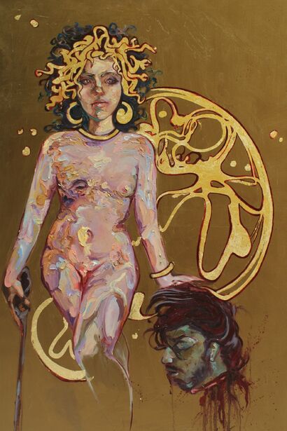 Medusa trionfante decolla Perseo - A Paint Artwork by Emanuela Auricchio