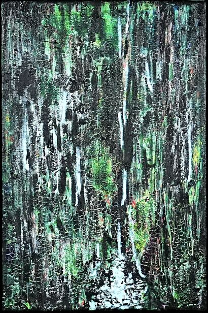 Mountains, Clouds, and Waterfall - a Paint Artowrk by HsunArt