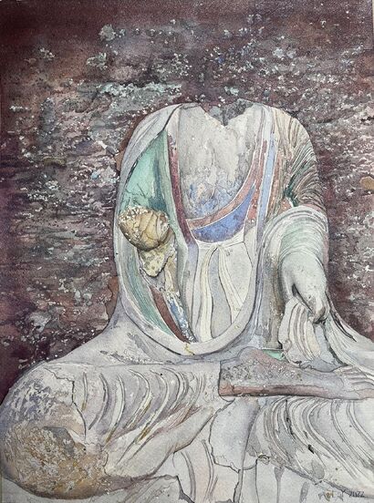 Maijishan Grottoes impression·Silence - A Paint Artwork by Qianlin Li