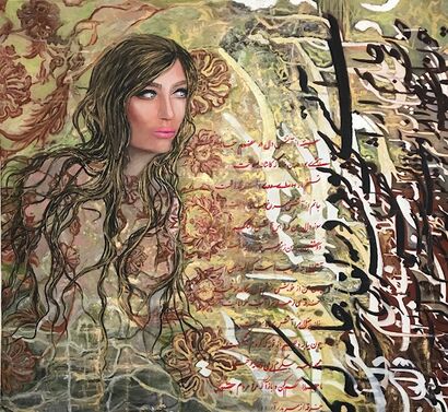 Woman behind glass - A Paint Artwork by zahra shahpori