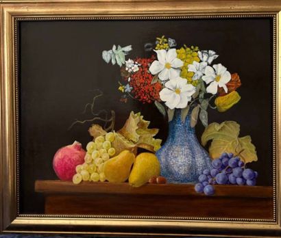 Vaso blu cor fiori - a Paint Artowrk by Georges Alexander Vagan