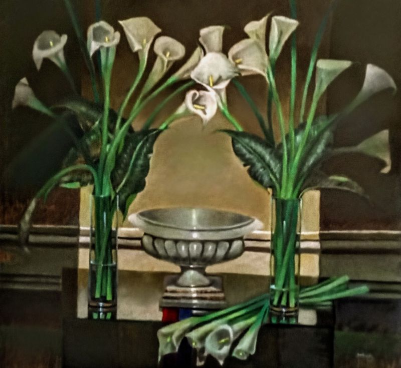 Flores calas con copa ornamental - a Paintings by Fabián Sabbadin