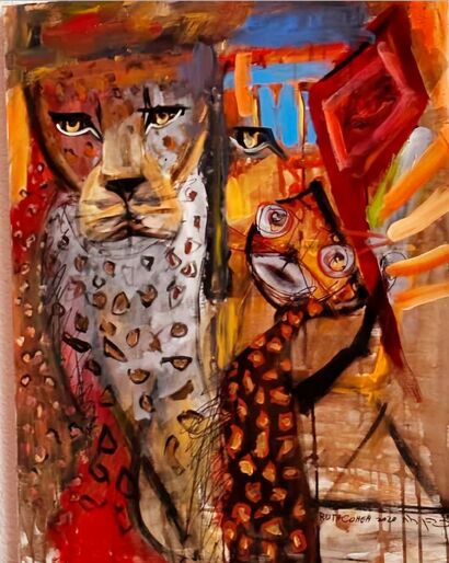 A Secret Dialogue of Colors - a Paint Artowrk by Ruth Cohen