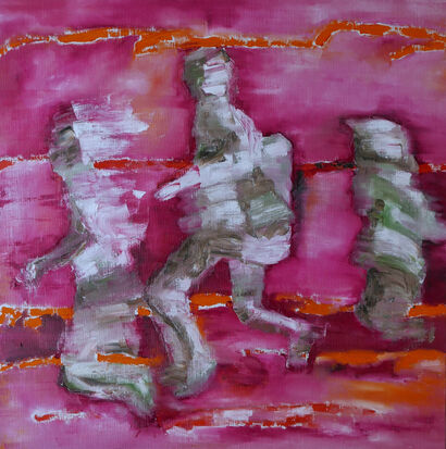 The Marathon | Men on the Run Series - a Paint Artowrk by Cordula Heuer