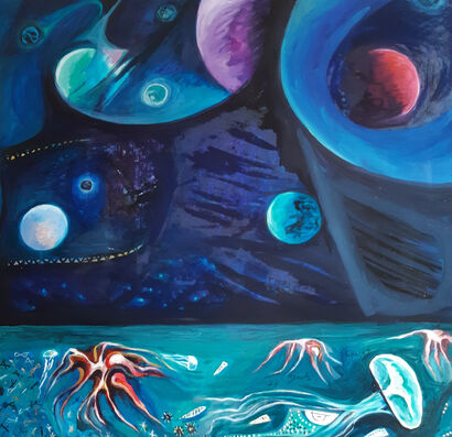 Barriera corallina immersa nello spazio - A Paint Artwork by Antonio Fiesoli