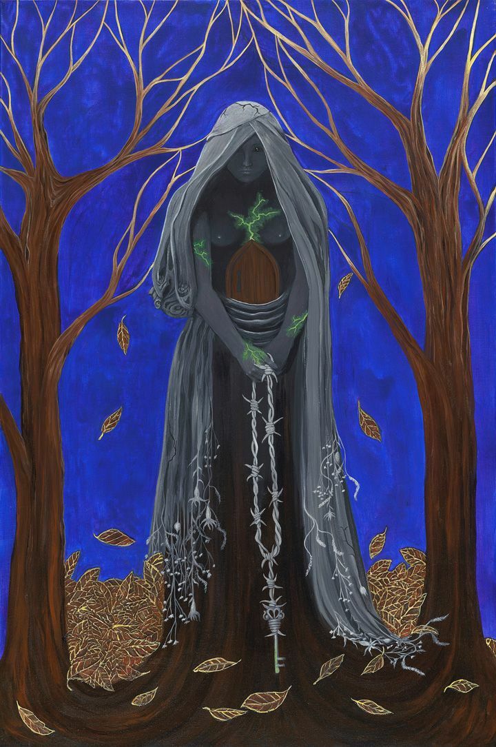 She Holds the Key - a Paint by Linda Storm