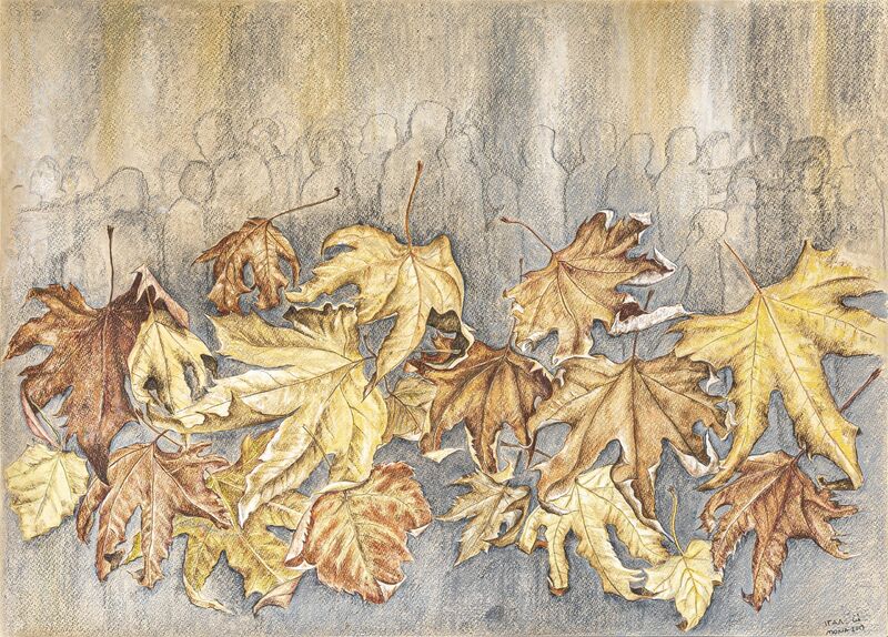 Passersby in fall - a Paint by Mona Erfanian Salim