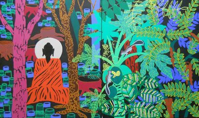 Green meditation  - a Paint Artowrk by Arpita Kar