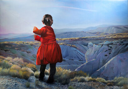 Red Girl with Cord - a Paintings Artwork by Gerda Van Damme