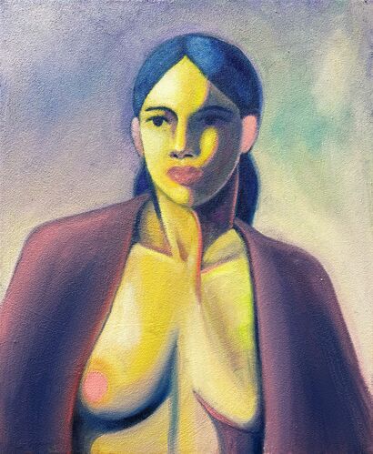 Portrait de femme sur sable - a Paint Artowrk by Cyril Afonso