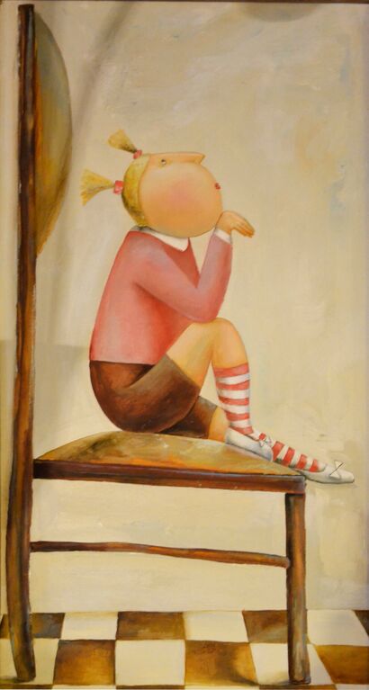 Girl dreaming of many things - A Paint Artwork by Feina Tatiyana