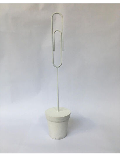 Growing one white paperclip - a Sculpture & Installation Artowrk by Warren Dennis Dennis