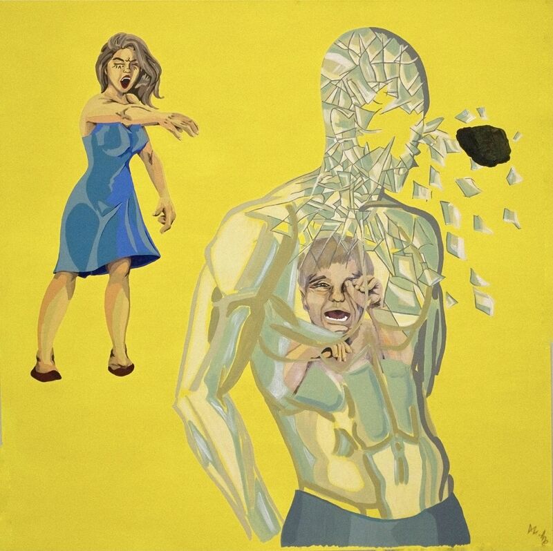 Throws a stone at a glass man - a Paint by Sasha Zabaluev