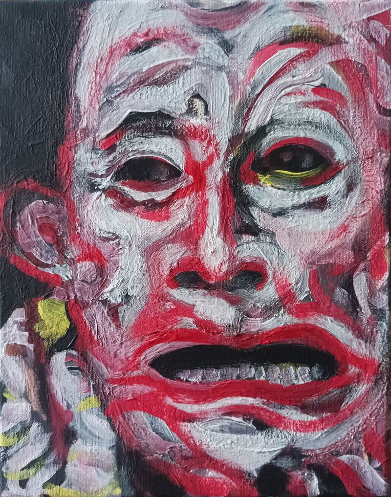 Volto che si toglie il trucco - a Paintings by Angela Margherita  Leotta