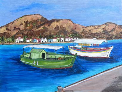  Catch of the Day,  Kastellorizo - a Paintings Artwork by Joanne  Tunnicliffe