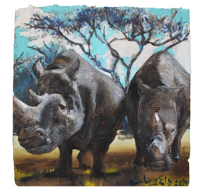 Rhinos - A Paint Artwork by Silviaely
