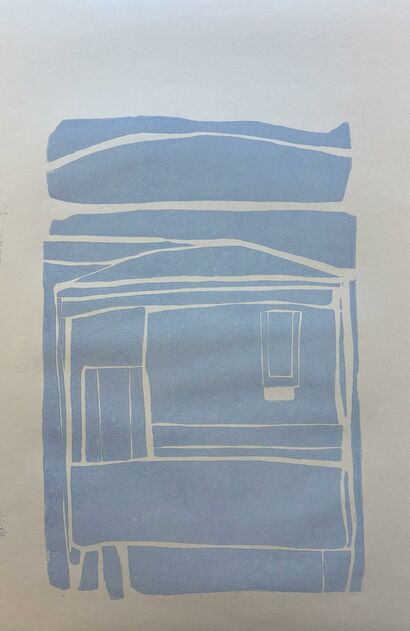 UNTITLED (blue house10) - a Paint Artowrk by isa geiger