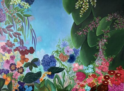 In the Quiet of Flowers - a Paint Artowrk by Shabnam Tabatabaei