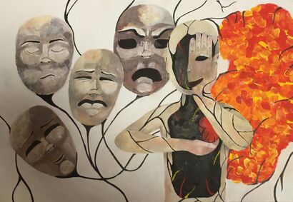 many masks of one person - A Paint Artwork by Vladlena Nikolaeva