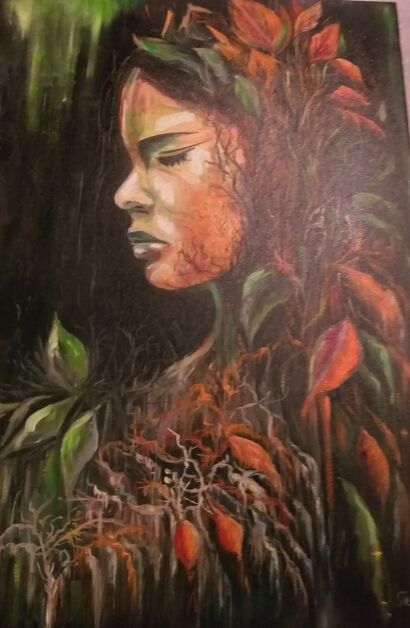 La pensatrice del bosco - A Paint Artwork by Michela  Grassi