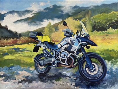 BMW Motorbike in the Pyrénéés - A Paint Artwork by Laura Alich
