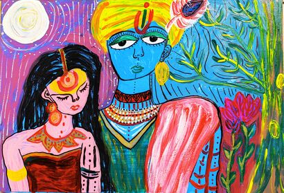 Radha and Krishna - A Paint Artwork by Ilenia Vertullo