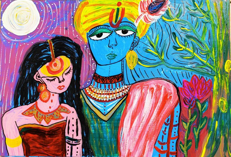 Radha and Krishna - a Paint by Ilenia Vertullo