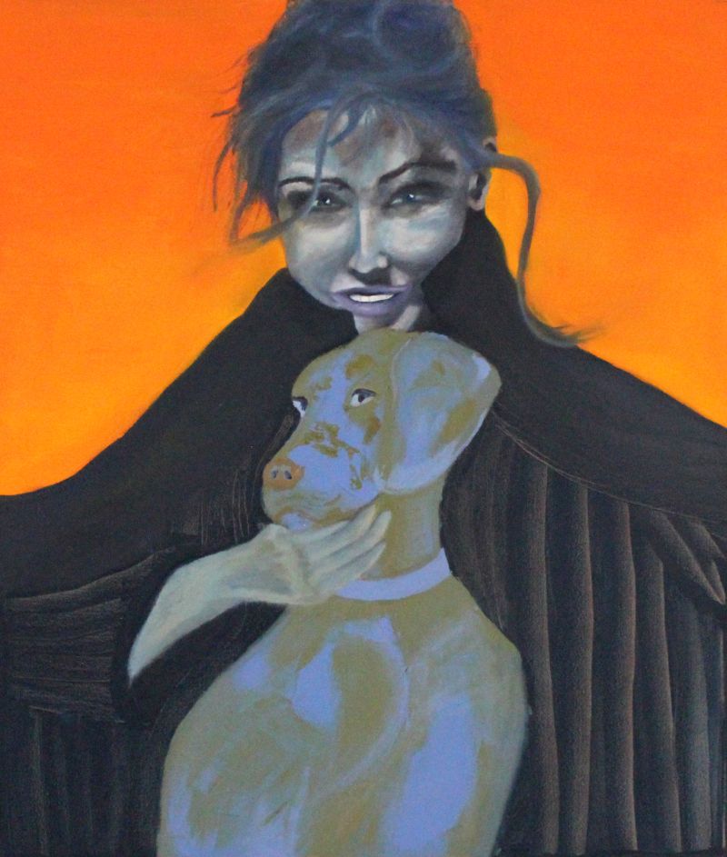 Donna con cane - a Paintings by Fatima Tavecchio