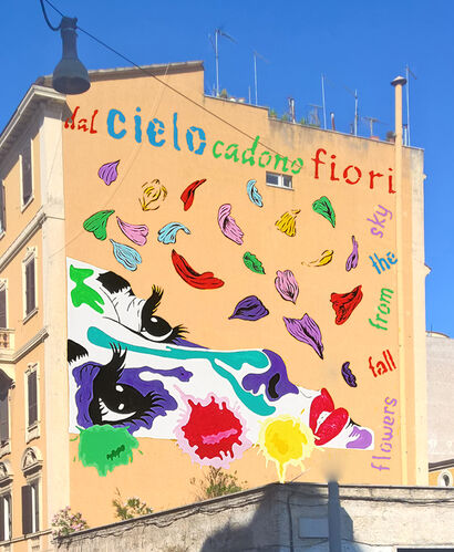 Dal Cielo Cadono i Fiori - A Urban Art Artwork by Afra17