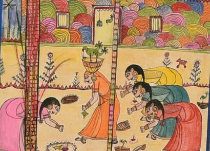 tribal art [dance of village lady ,suwa dance] - A Paint Artwork by raipur
