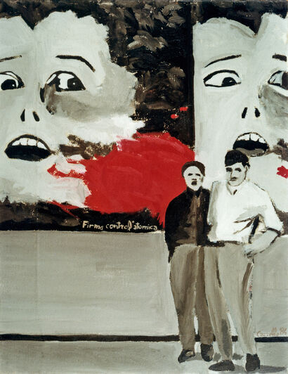 1950, persone che aspettano - A Paint Artwork by paolo cazzella o della joie de vivre