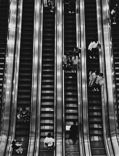 Pedestrians on the elevator - A Photographic Art Artwork by Wei Heng Ren