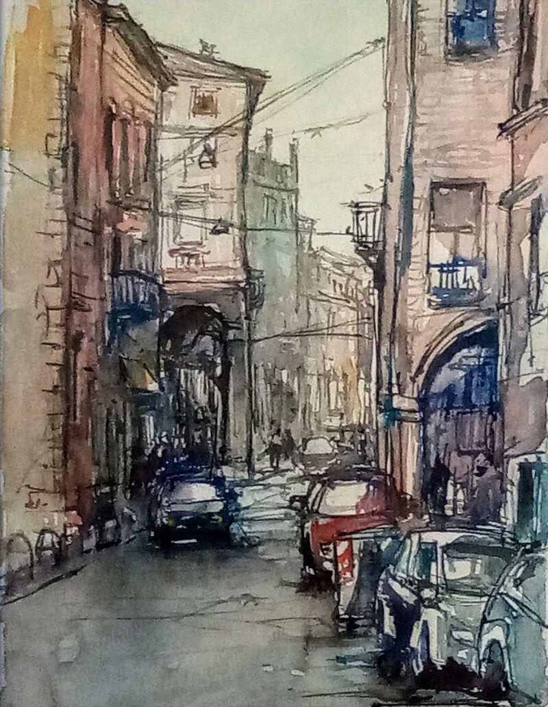 Via Castiglione in Bologna - a Paintings by mario breda